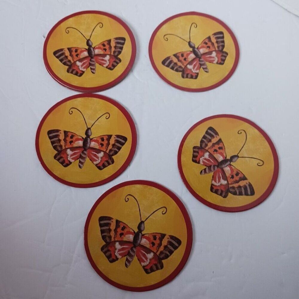 6 Paper Coaster Mid Century Theme Butterfly